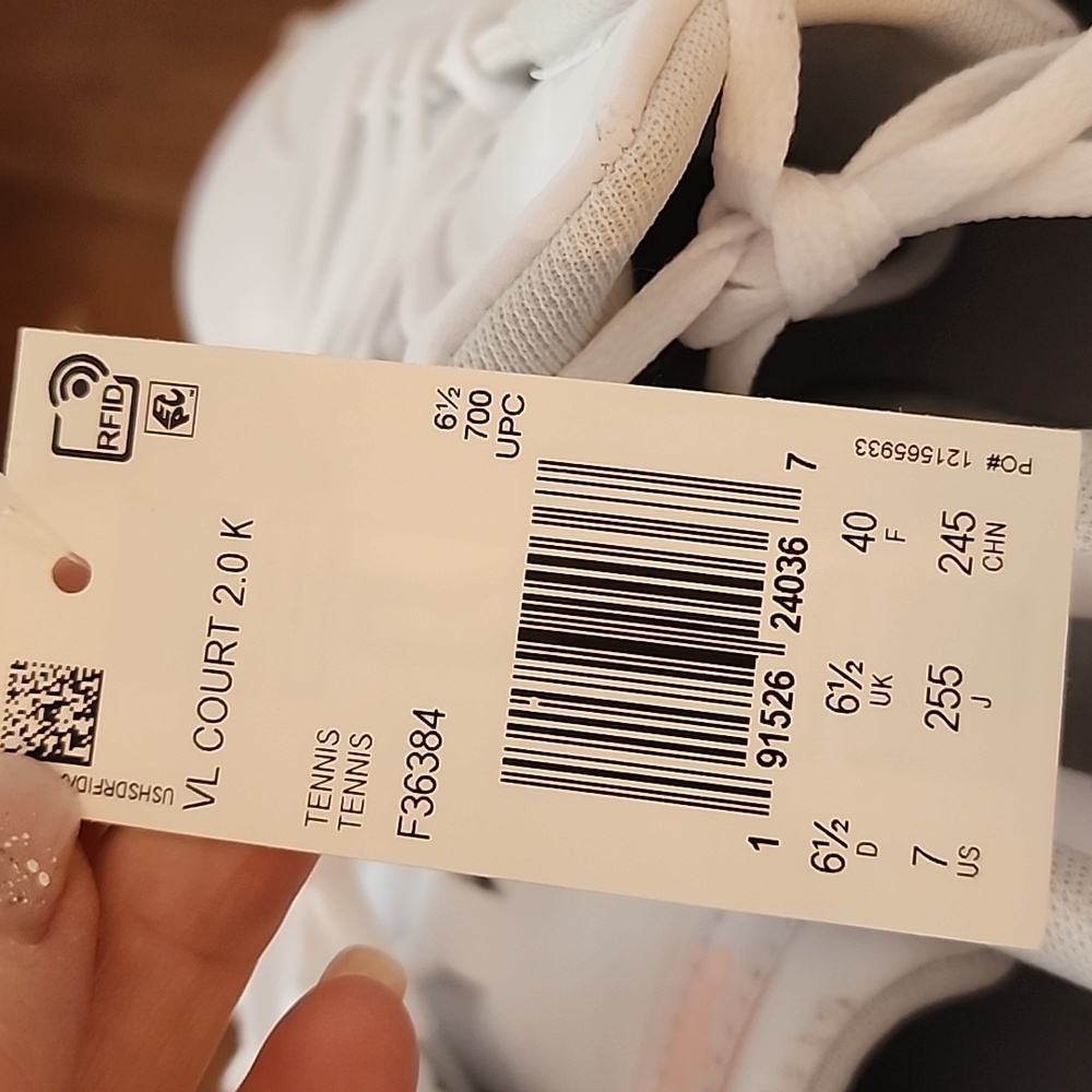 Unisex  Adidas VL Court 2.0 Sneakers with Iridescent Stripes Size 7 - Picture 5 of 7